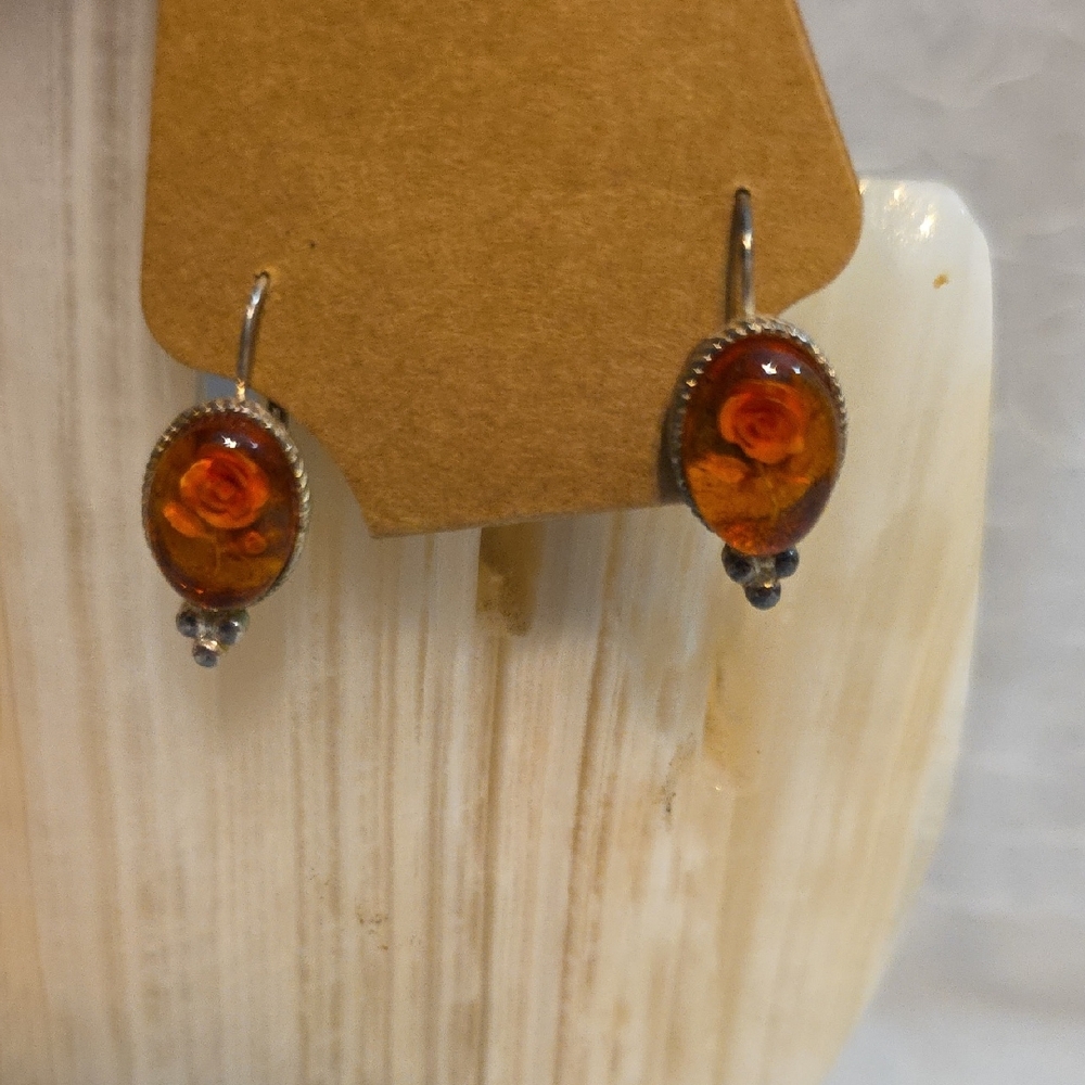 Chic Floral Orange Earrings - Vintage
